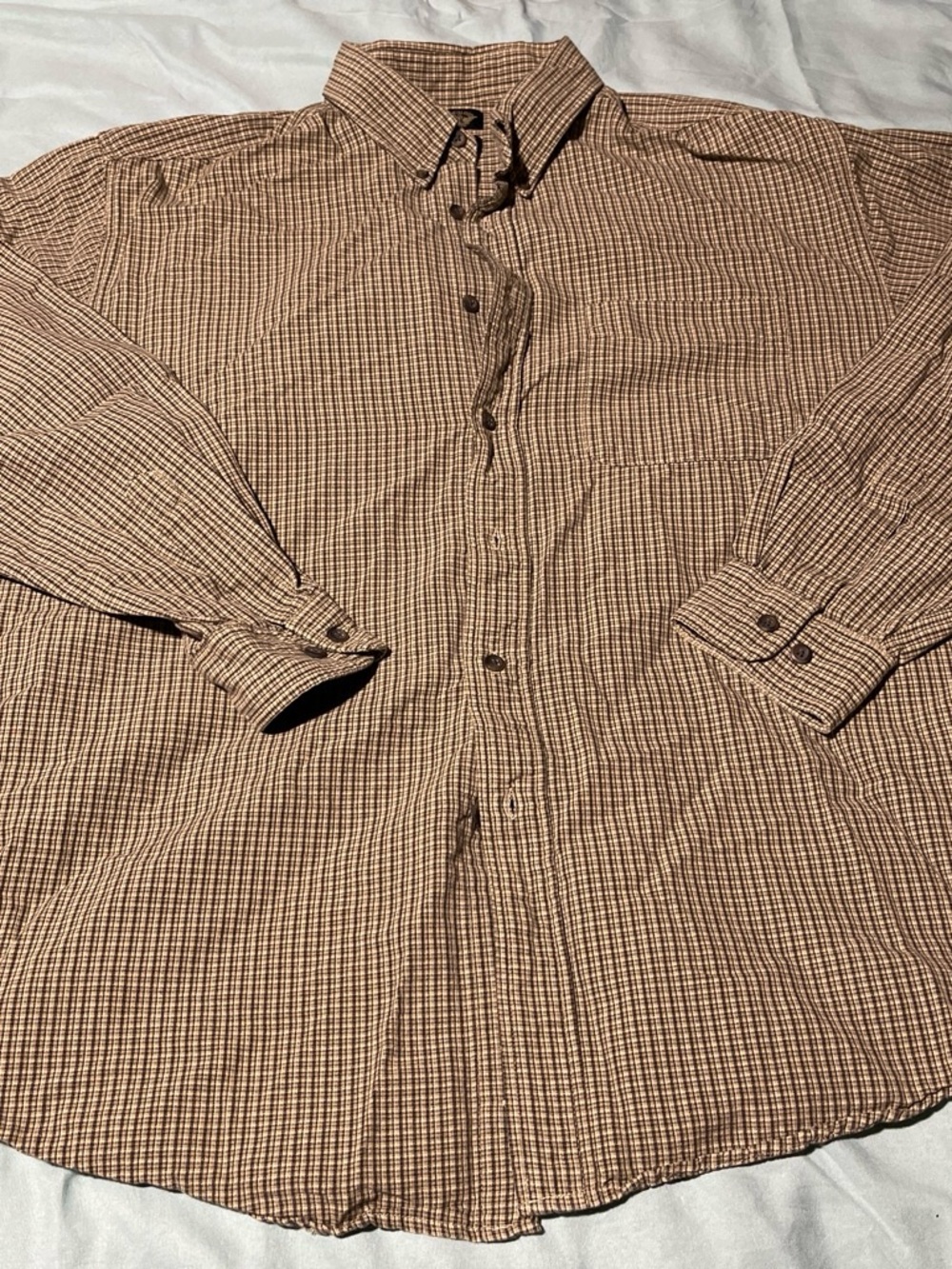 Men's Brown Plaid Lightweight Button-Up Shirt Jacket